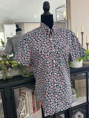 Men's J.Crew 100% Cotton Slim Fit Floral Printed Short Sleeve Shirt - Size S
